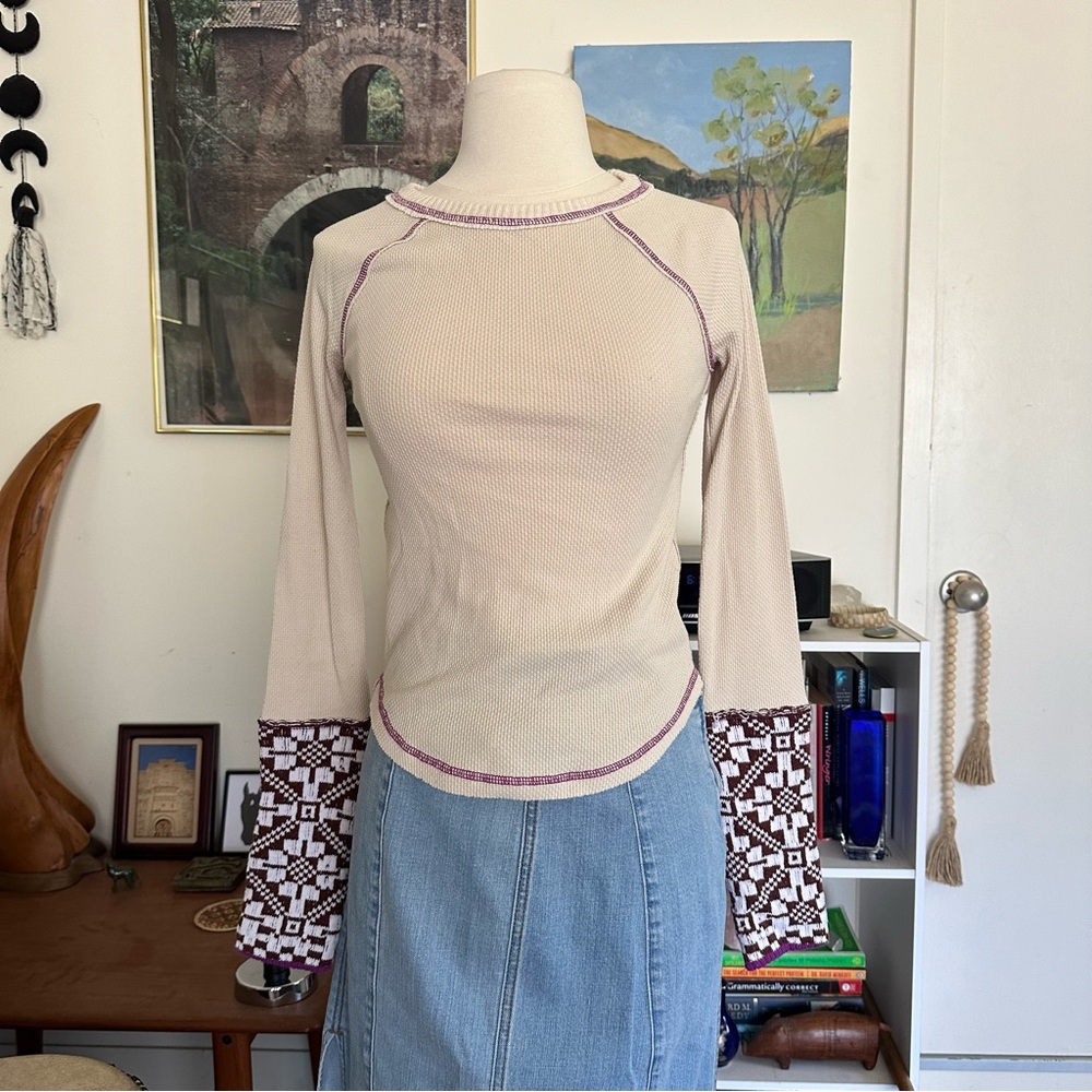 Free People She’s Reversible Cuff Thermal - Small, Oat - Picture 2 of 11